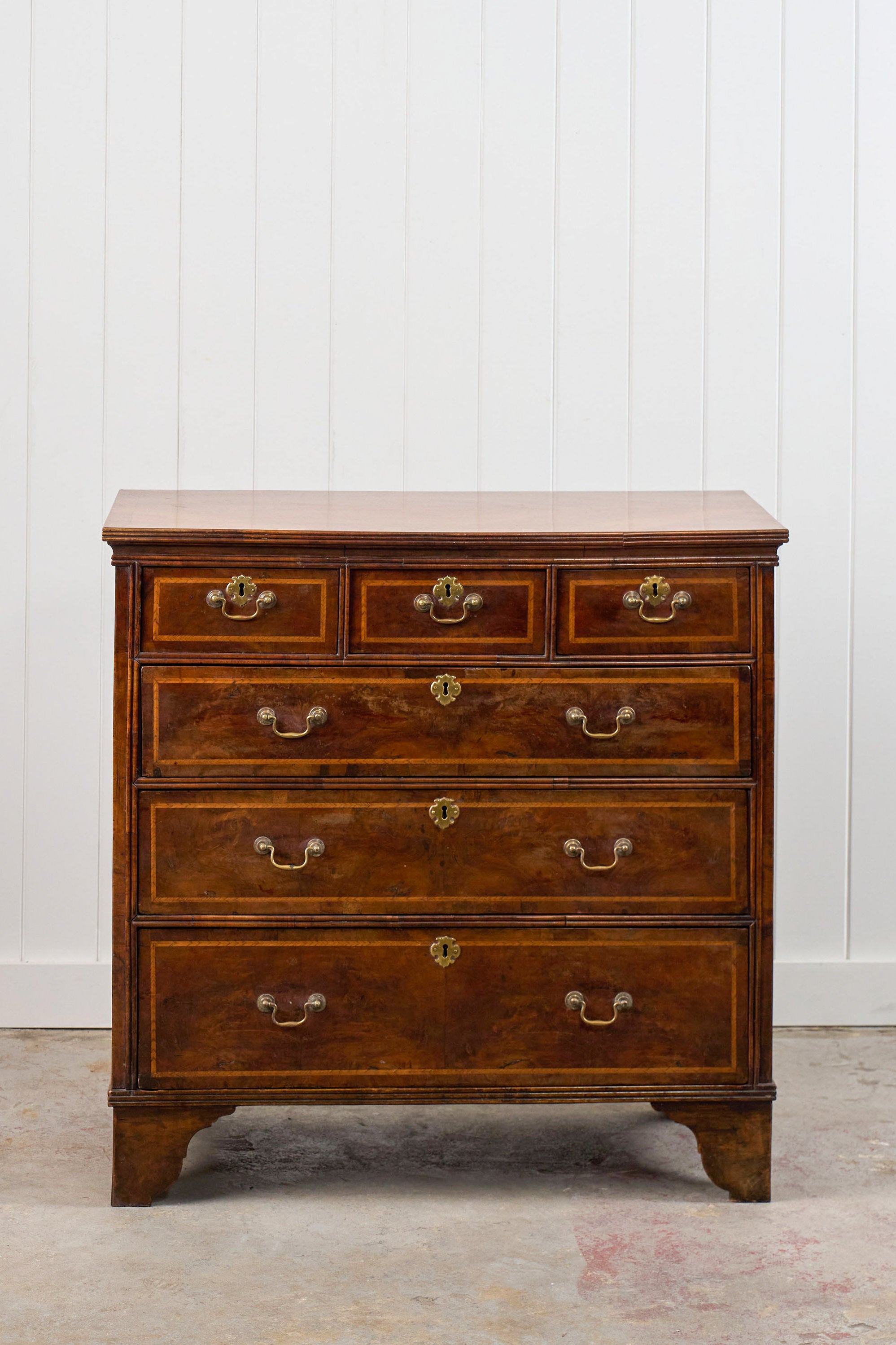 Walnut Period Chest with Contrast Satinwood Banding (c. 1780-1820)