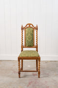Load image into Gallery viewer, Victorian Walnut Barley Twist Chair With Green Damask Upholstery
