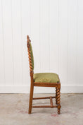 Load image into Gallery viewer, Victorian Walnut Barley Twist Chair With Green Damask Upholstery
