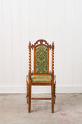 Load image into Gallery viewer, Victorian Walnut Barley Twist Chair With Green Damask Upholstery
