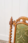 Load image into Gallery viewer, Victorian Walnut Barley Twist Chair With Green Damask Upholstery

