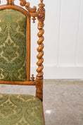 Load image into Gallery viewer, Victorian Walnut Barley Twist Chair With Green Damask Upholstery
