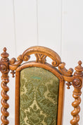Load image into Gallery viewer, Victorian Walnut Barley Twist Chair With Green Damask Upholstery
