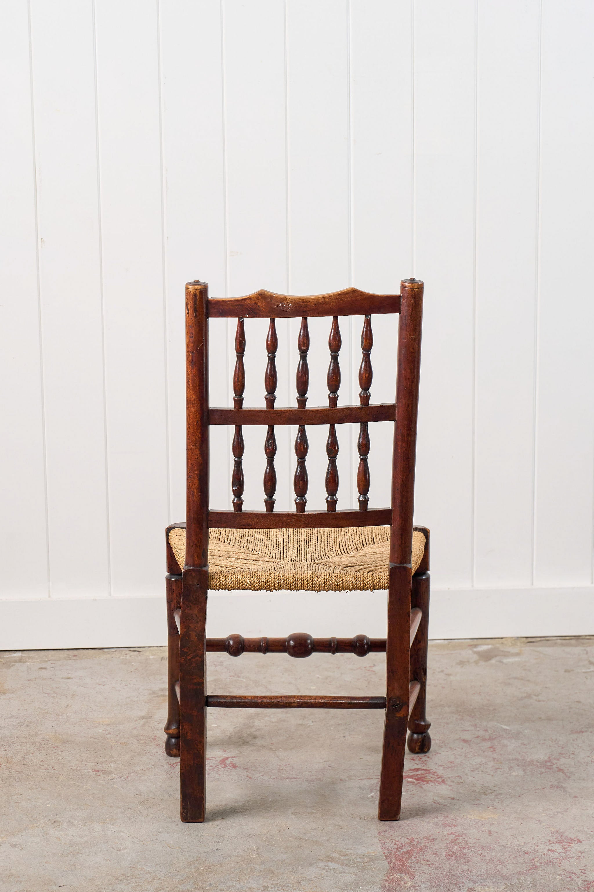 English Oak Spindle Back Chair with Rush Seat