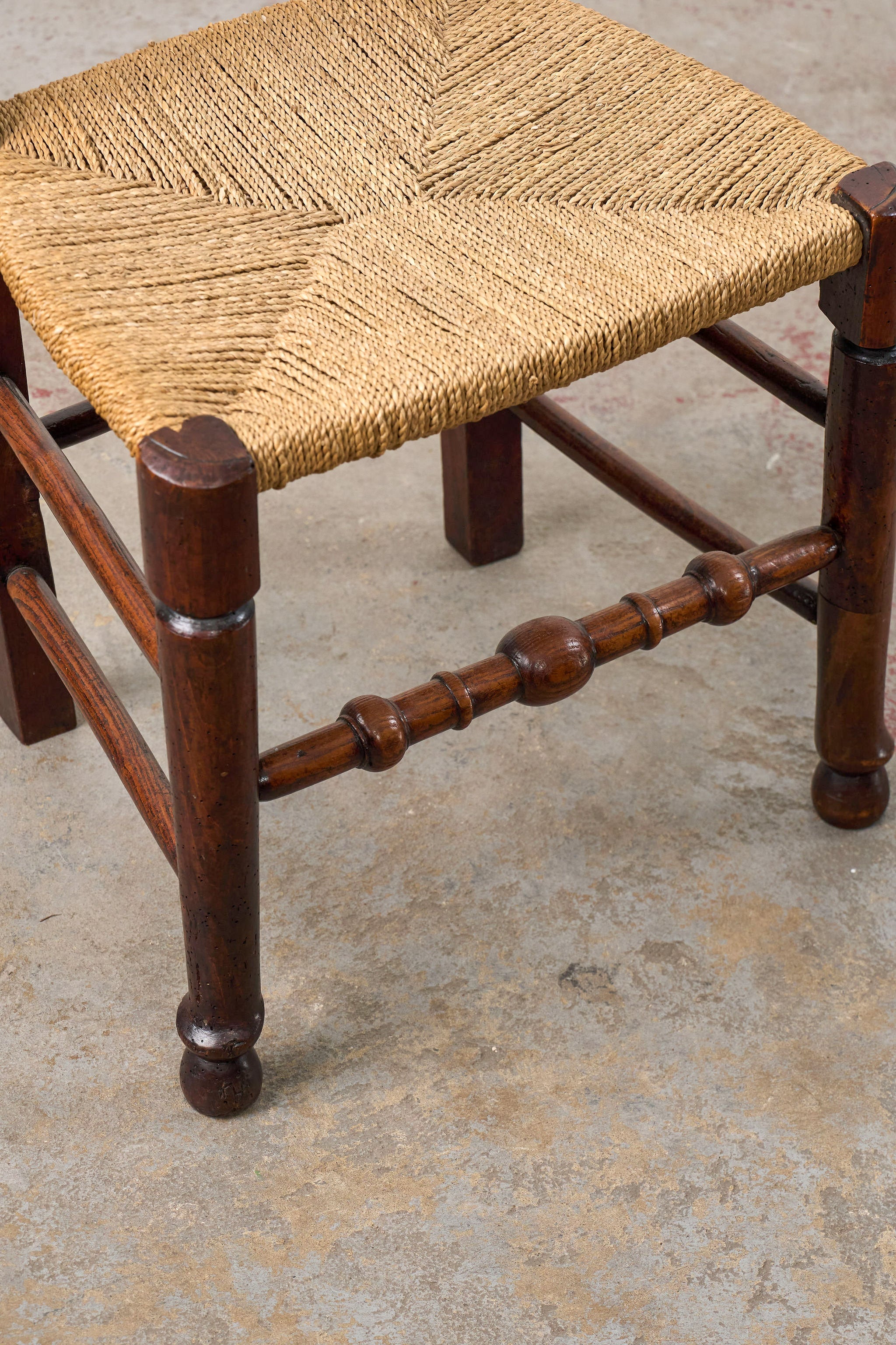 English Oak Spindle Back Chair with Rush Seat
