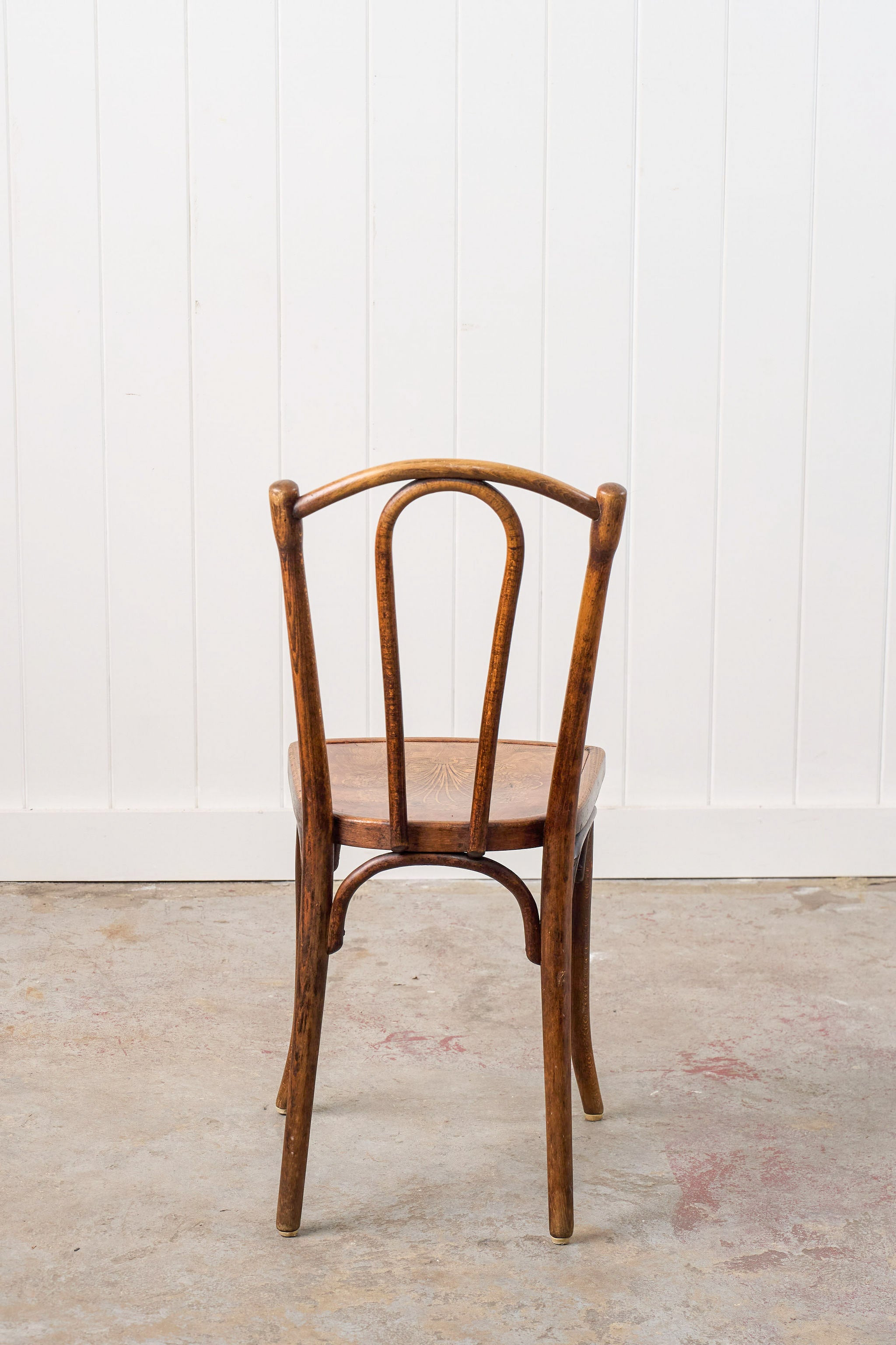 Vintage Bentwood Bistro Chair with Floral Carved Seat
