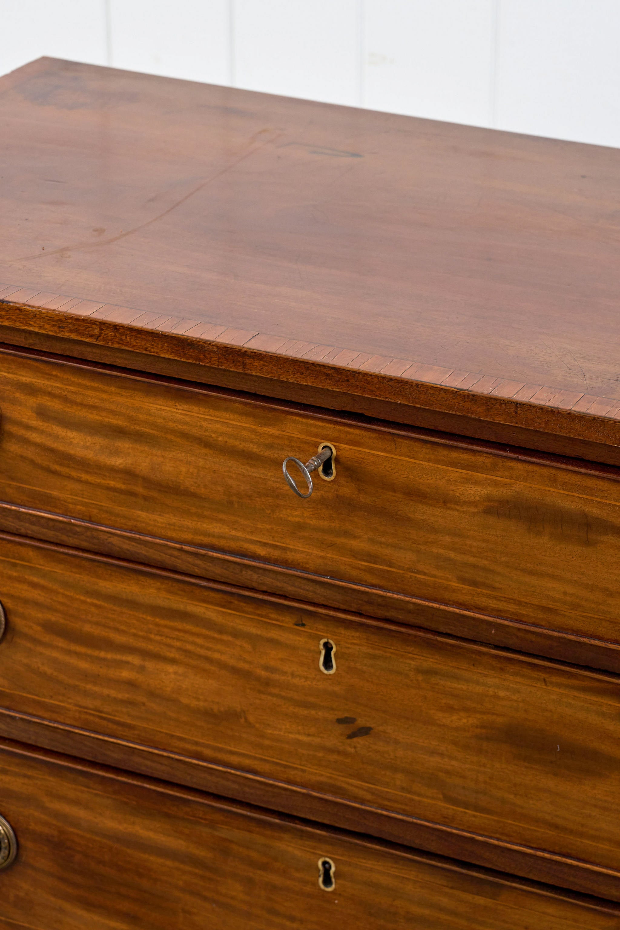 19th Century English Mahogany 4-Drawer Chest with Ring Pulls (c. 1880)