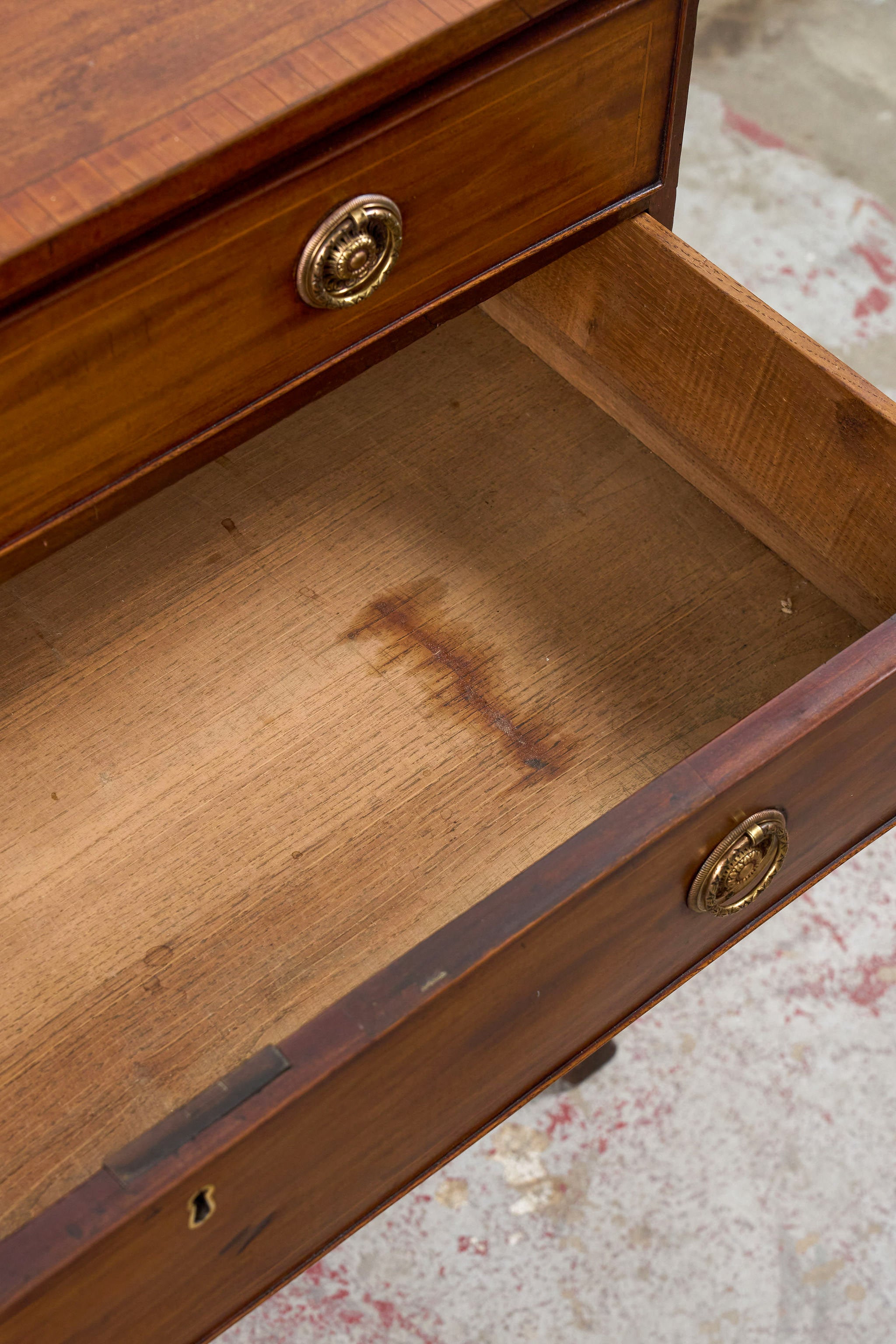 19th Century English Mahogany 4-Drawer Chest with Ring Pulls (c. 1880)
