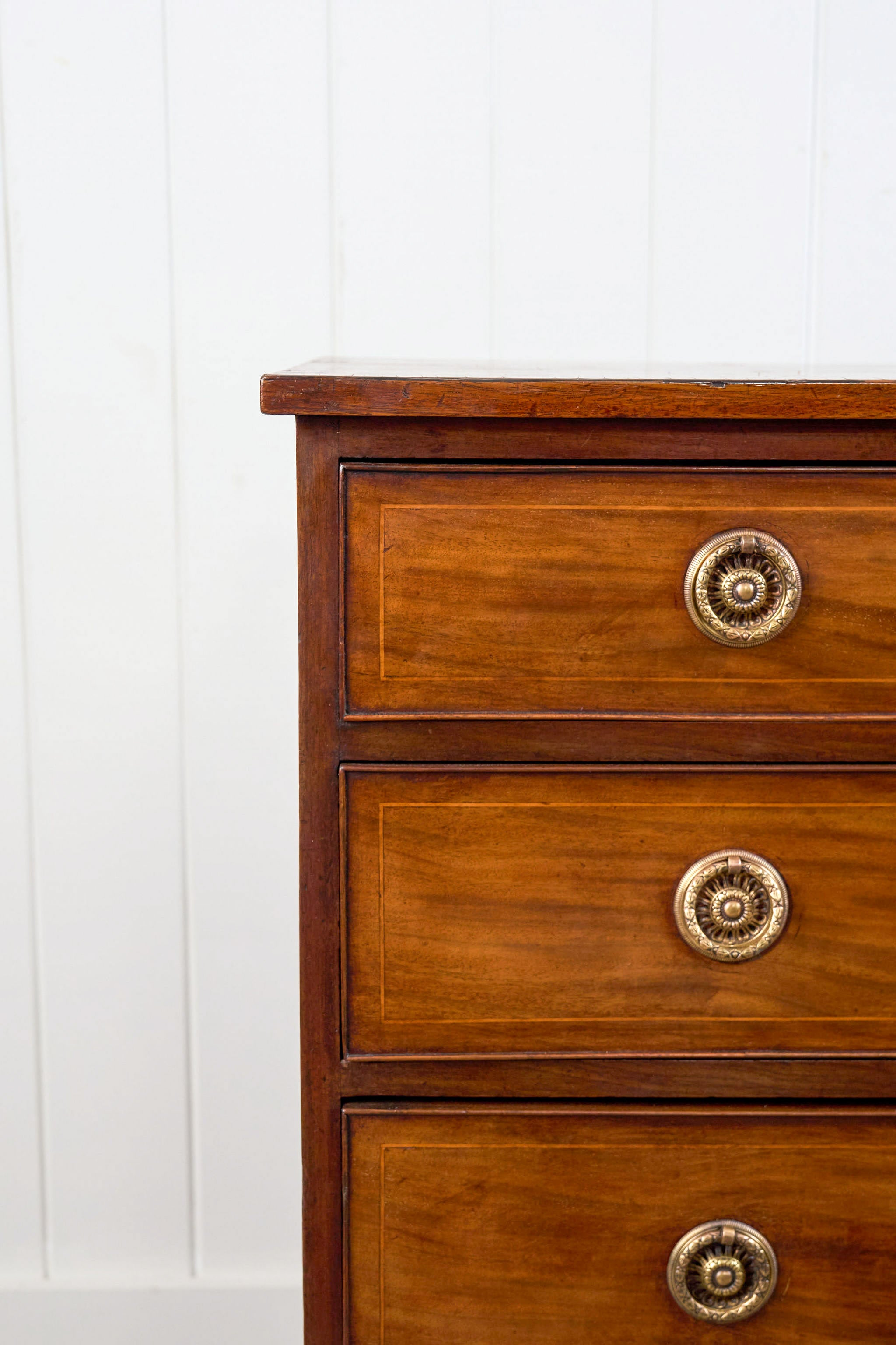 19th Century English Mahogany 4-Drawer Chest with Ring Pulls (c. 1880)