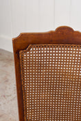 Load image into Gallery viewer, Antique Petite Walnut Accent Chair with Hand-tied Cane Seat + Back with Bobbin Legs
