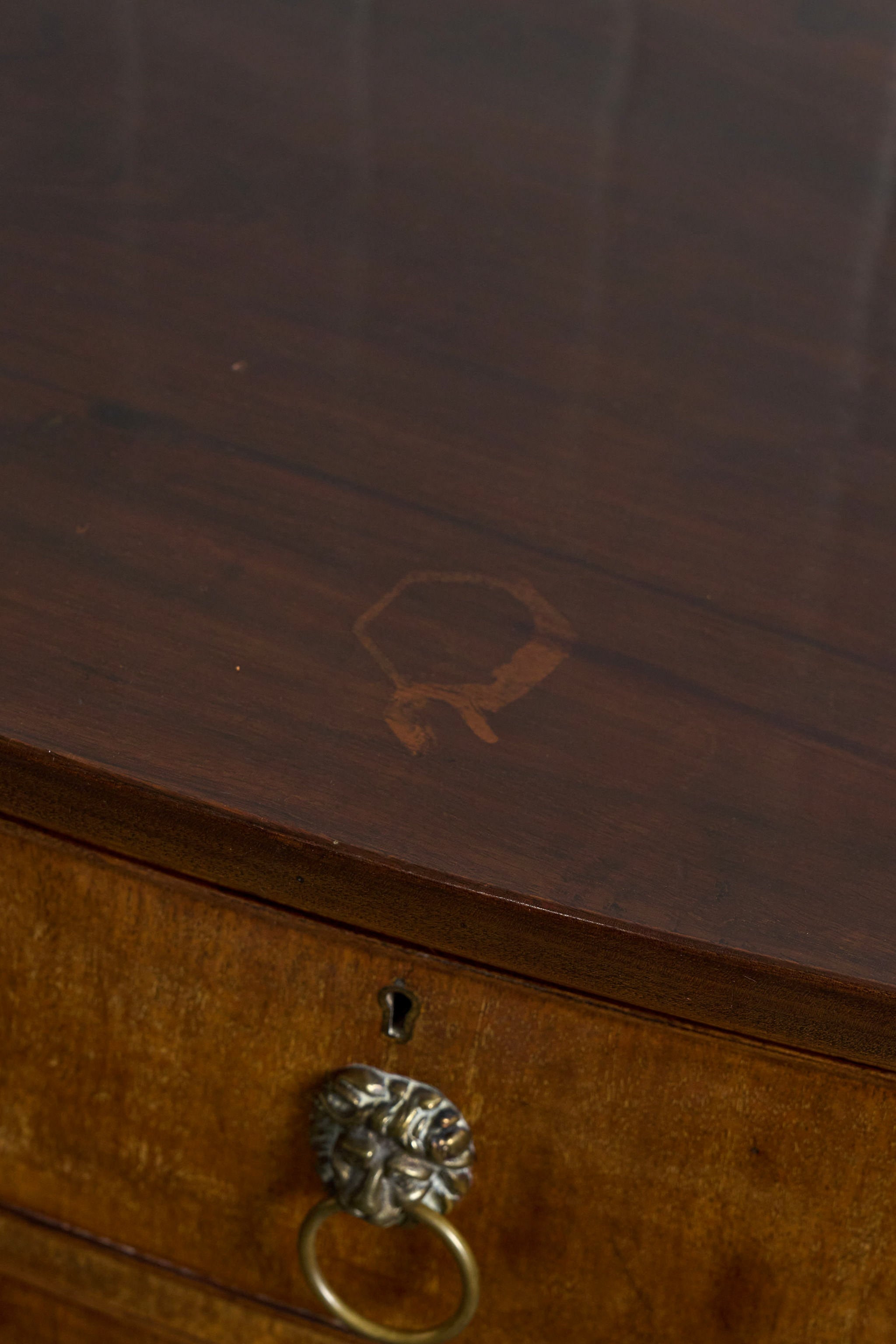 19th Century Mahogany Chest with Lion Head Pulls