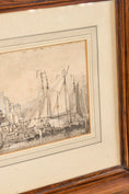 Load image into Gallery viewer, Original 19th Century Gouache + Watercolor Harbor Scene in Oak Frame
