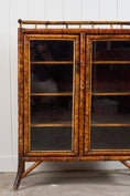 Load image into Gallery viewer, Antique Victorian Tiger Bamboo Glazed Bookcase Cabinet (c. 1870)

