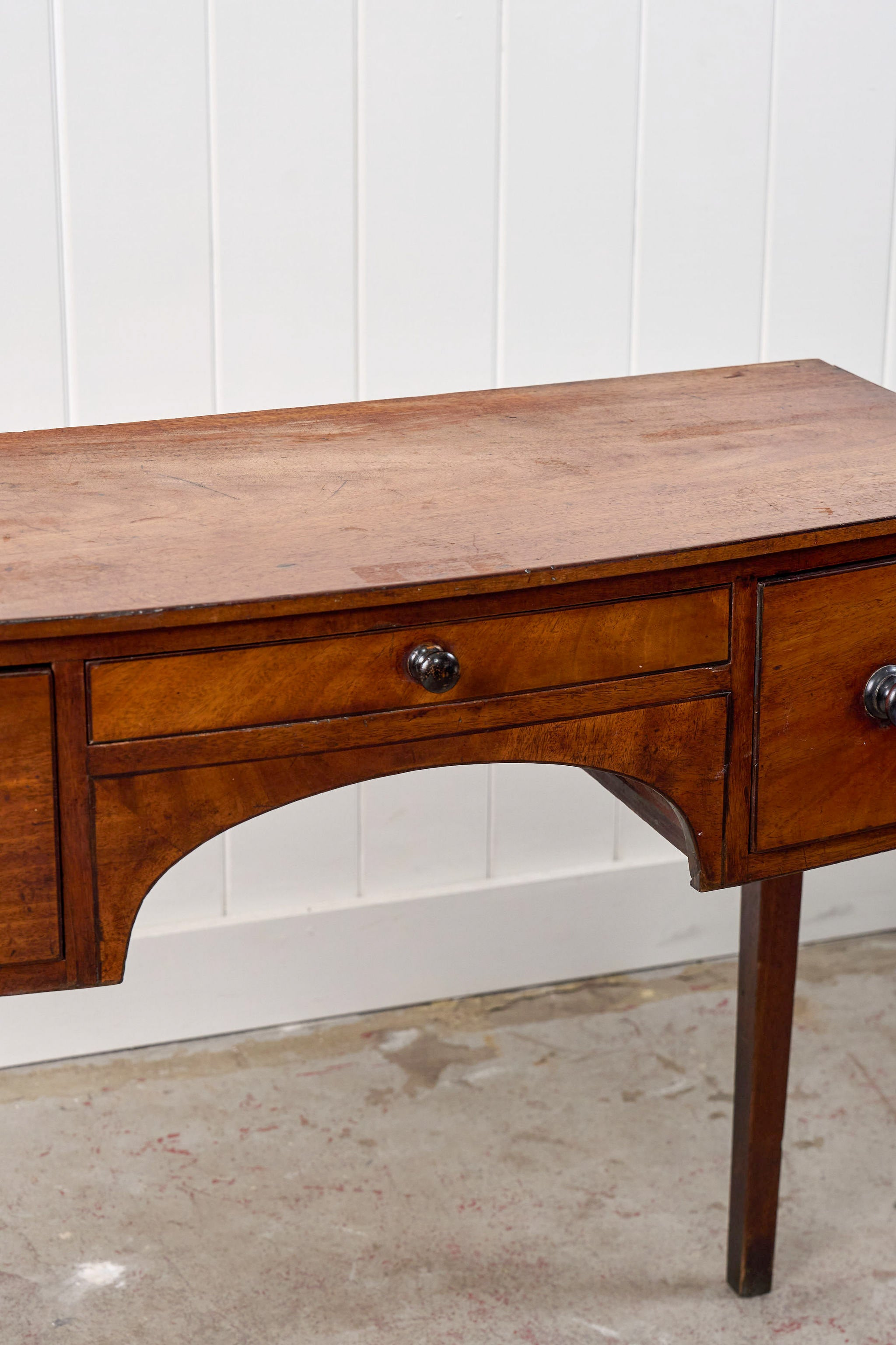 19th Century Three Drawer Mahogany Bowfront Dressing Table