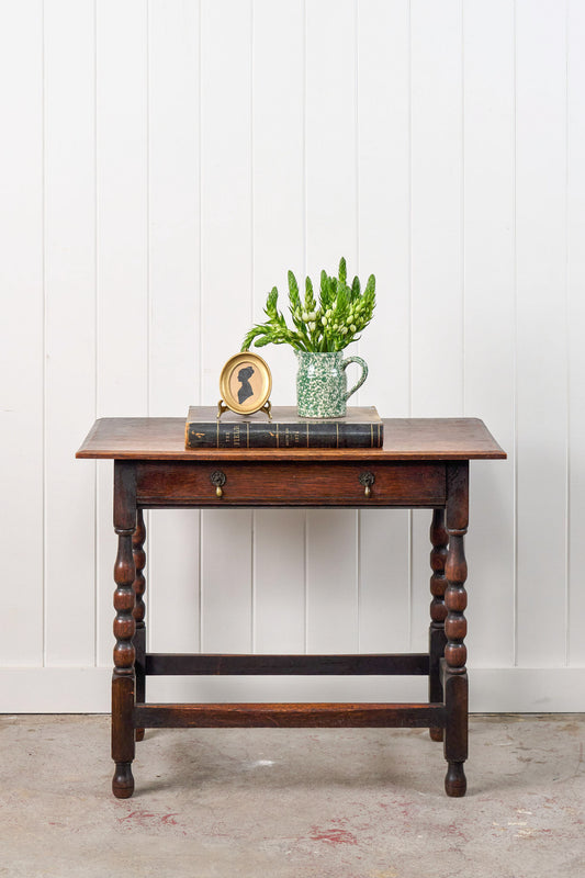 19th Century Oak Bobbin Side Table