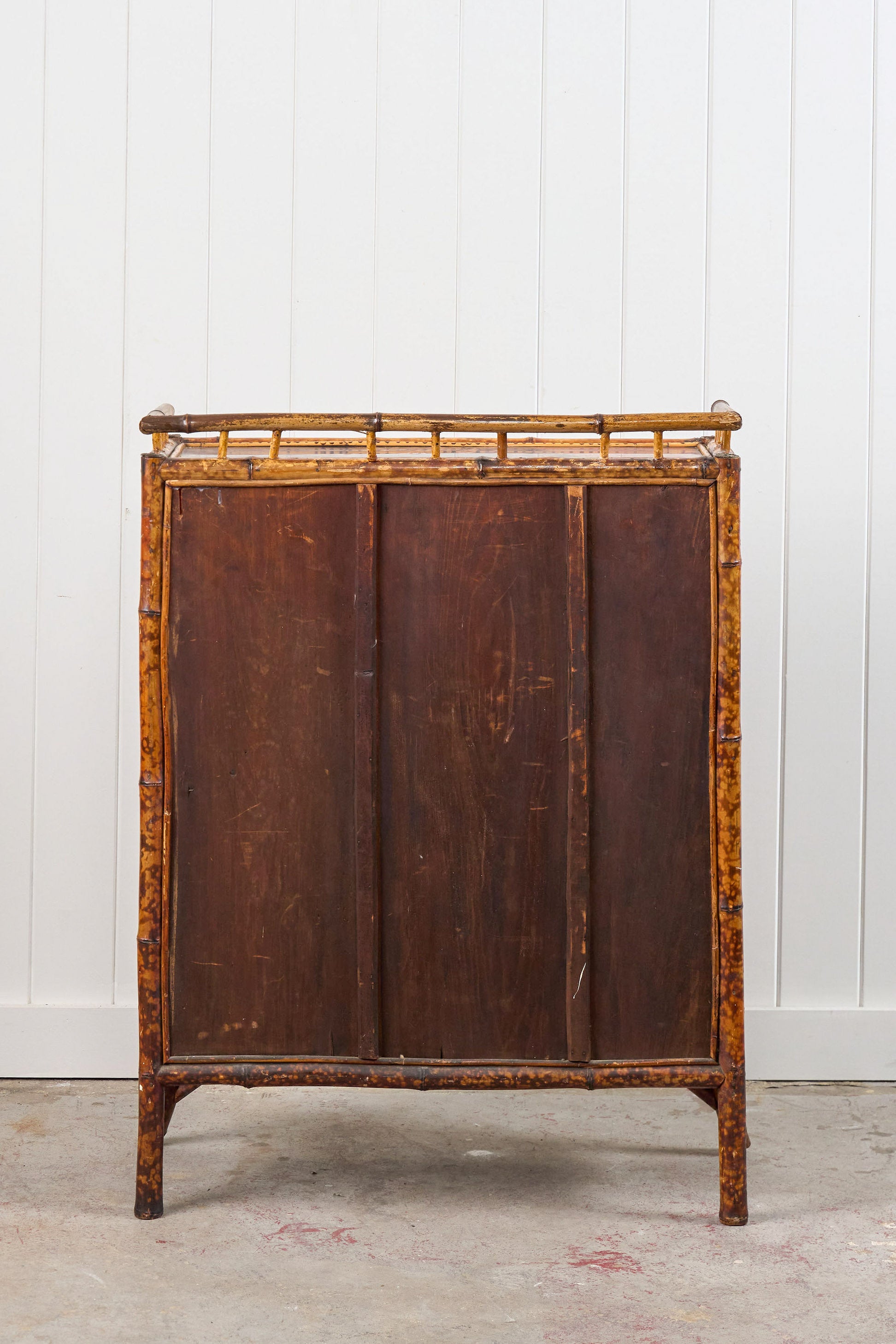 Antique Victorian Tiger Bamboo Glazed Bookcase Cabinet (c. 1870)