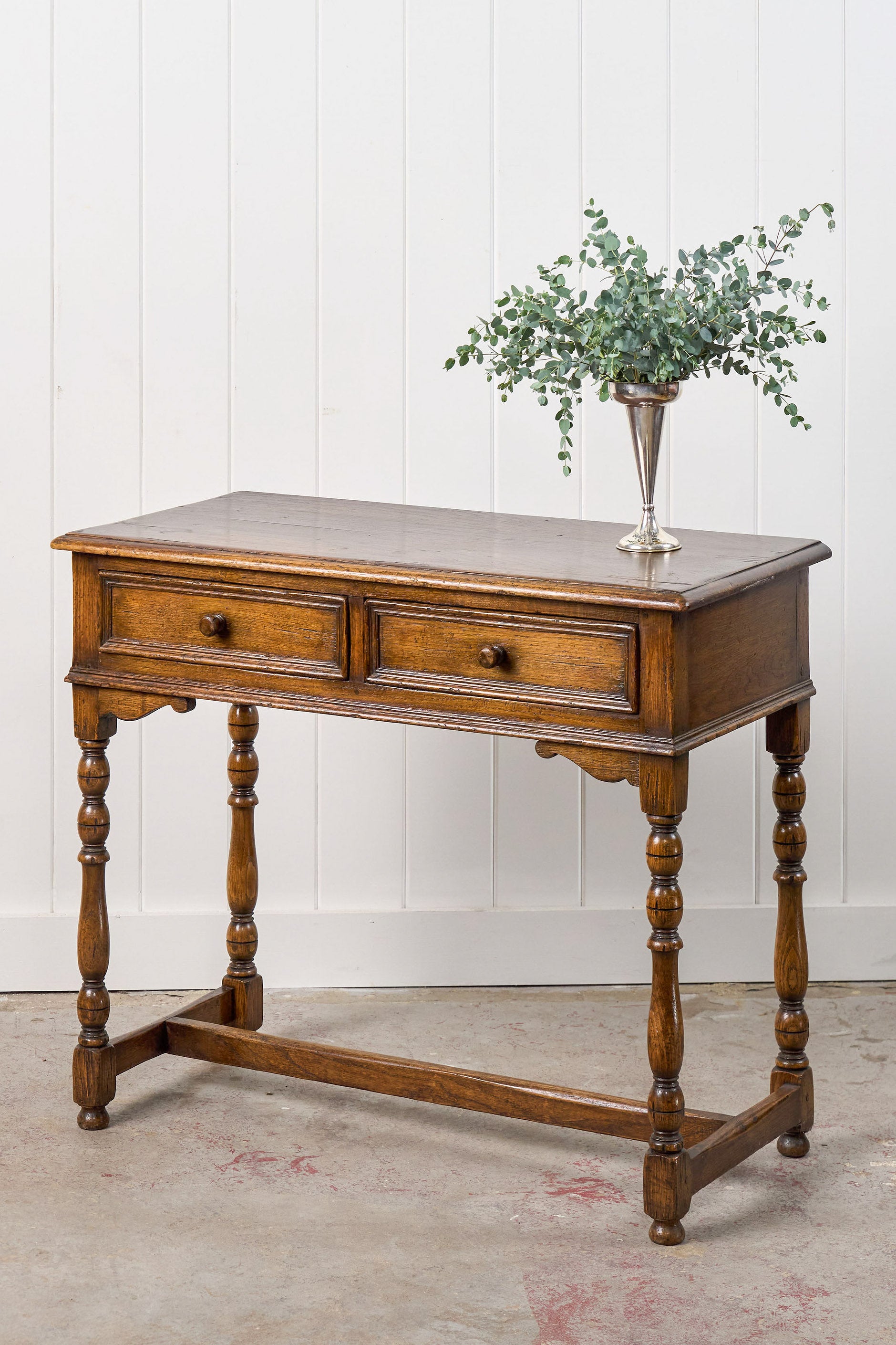 Oak Side Table with Two Drawers