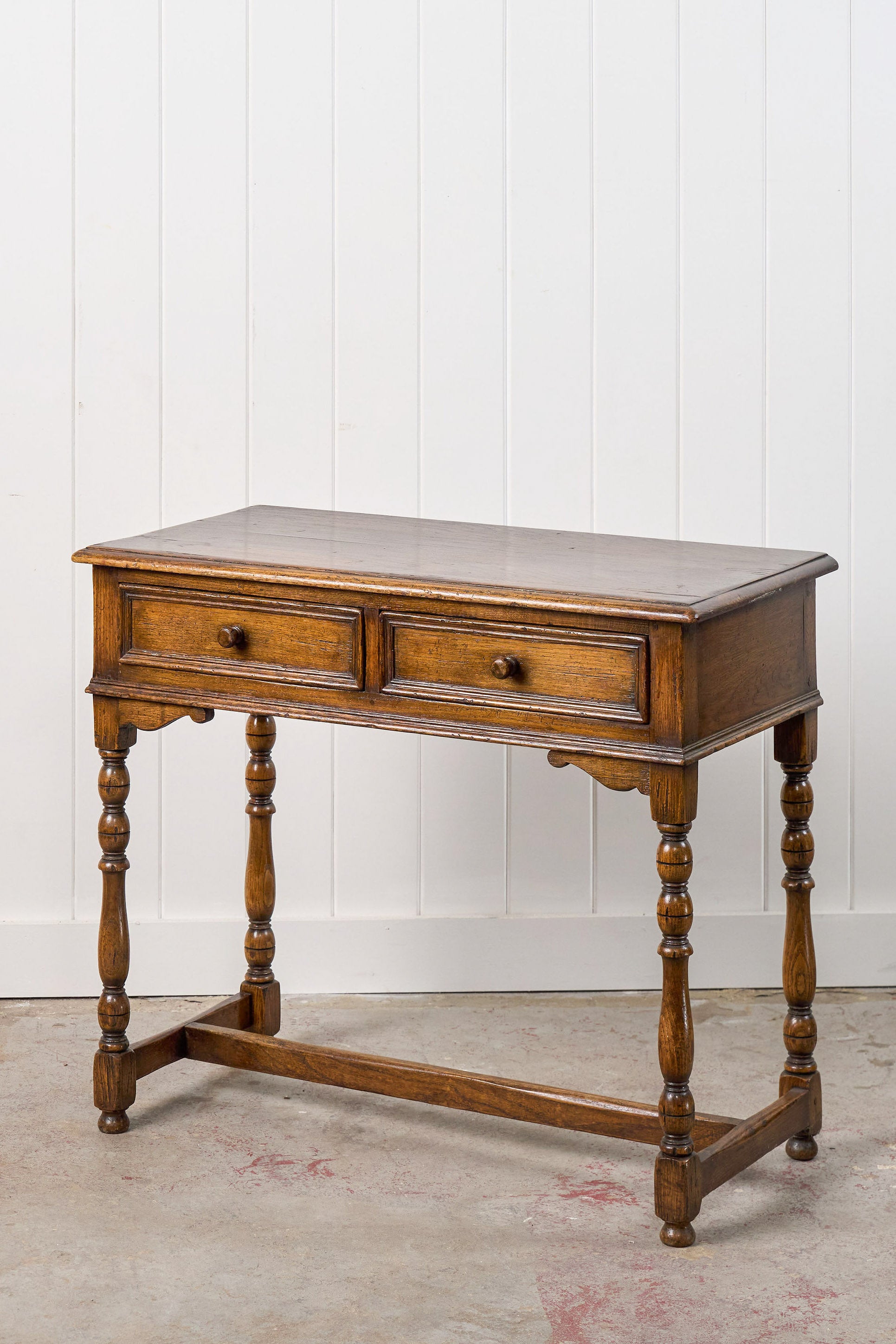 Oak Side Table with Two Drawers