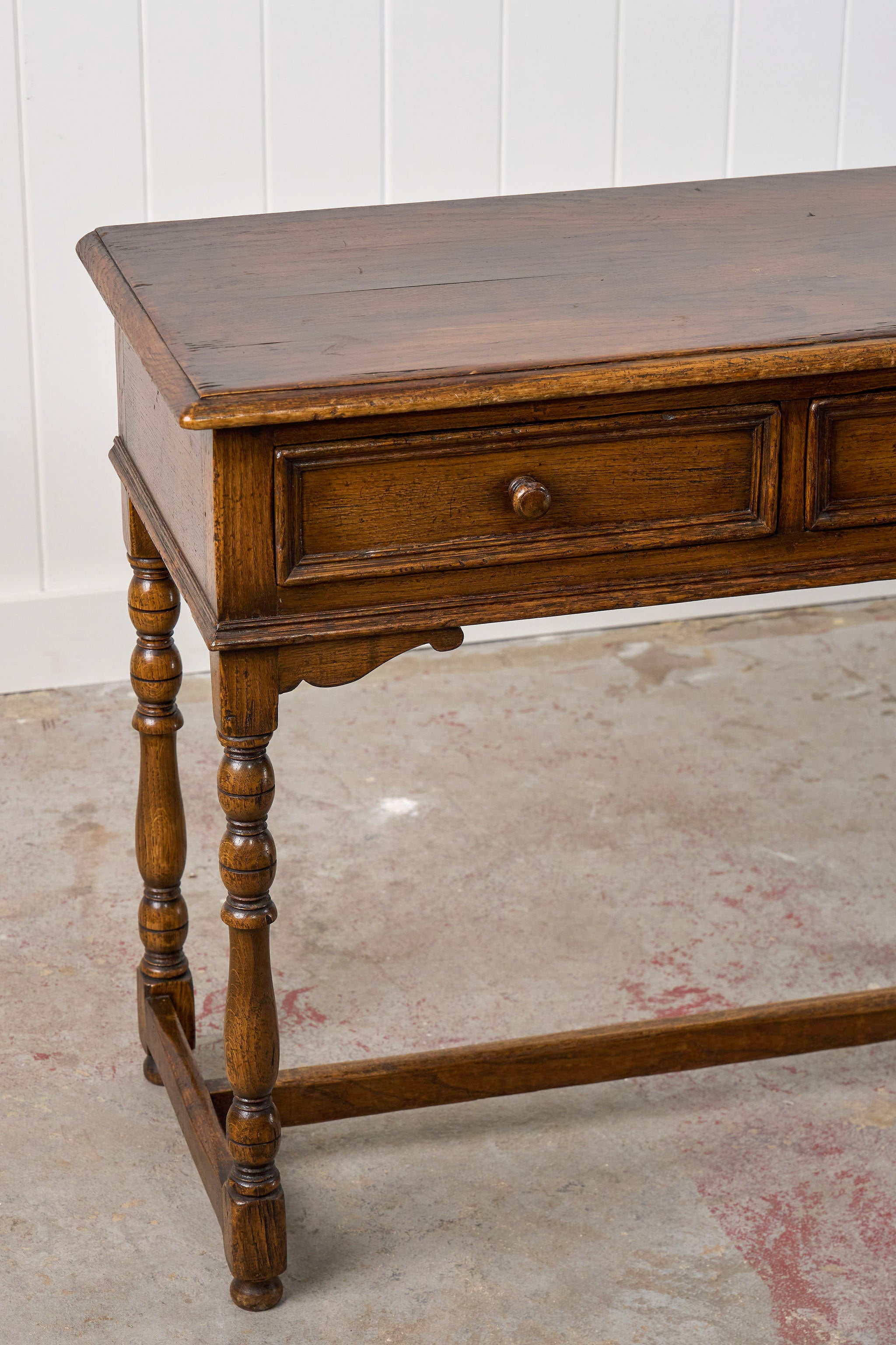 Oak Side Table with Two Drawers