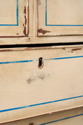 Load image into Gallery viewer, 19th Century Victorian Two Over Three Painted Pine Chest with Blue Accents
