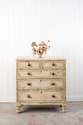 Load image into Gallery viewer, 19th Century Victorian Two Over Three Painted Pine Chest with Blue Accents
