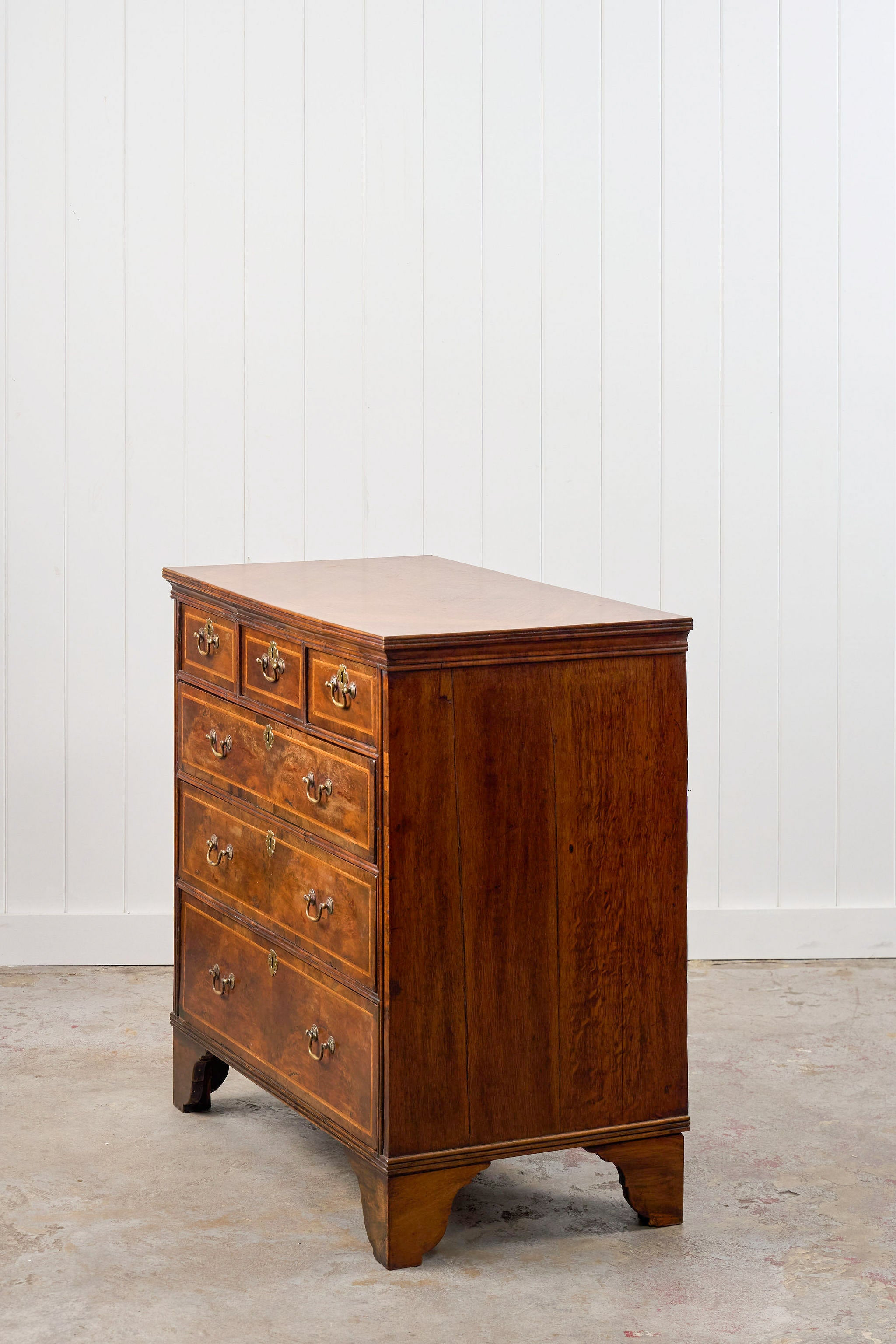 Walnut Period Chest with Contrast Satinwood Banding (c. 1780-1820)