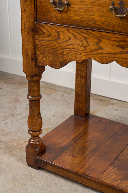 19th Century English Oak Dresser Base/Console With Scalloped Apron