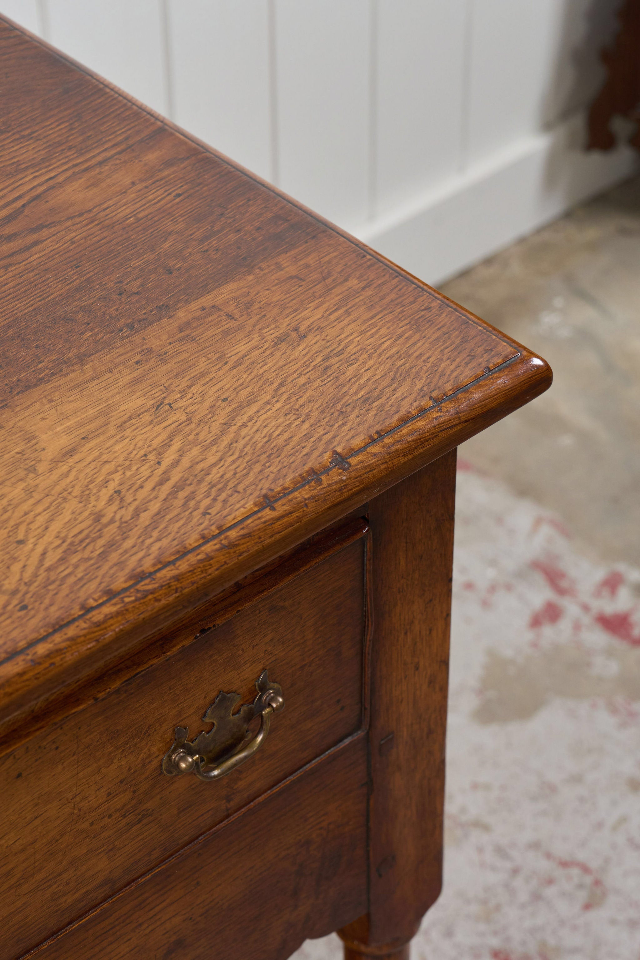 19th Century English Oak Dresser Base/Console With Scalloped Apron
