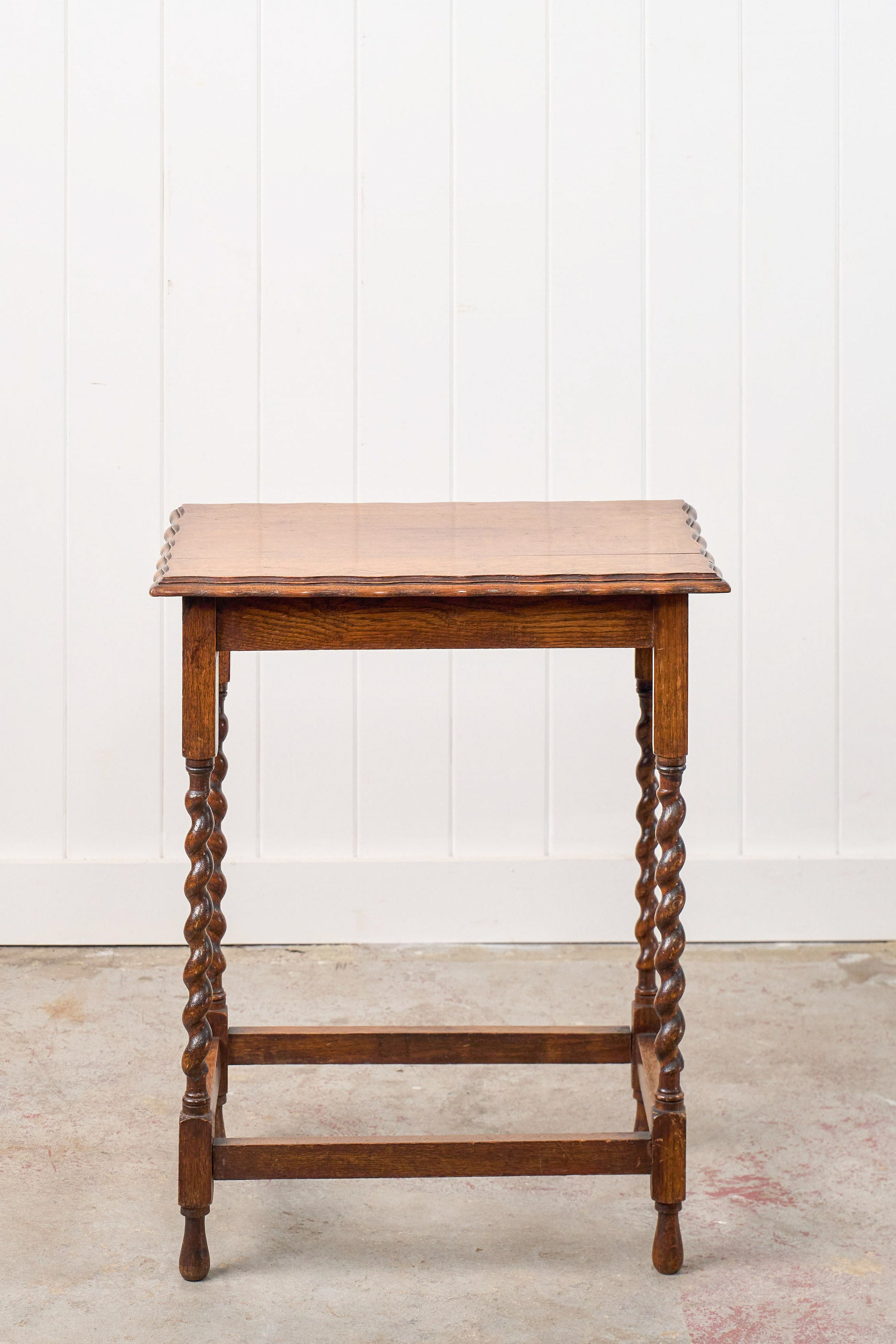 Honey Oak Tiger Barley Twist Table w/ Scallop Edge
