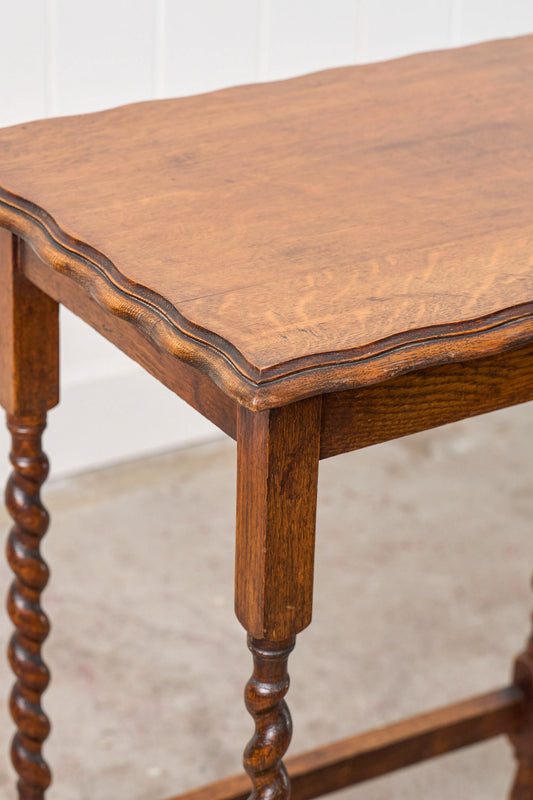 Honey Oak Tiger Barley Twist Table w/ Scallop Edge