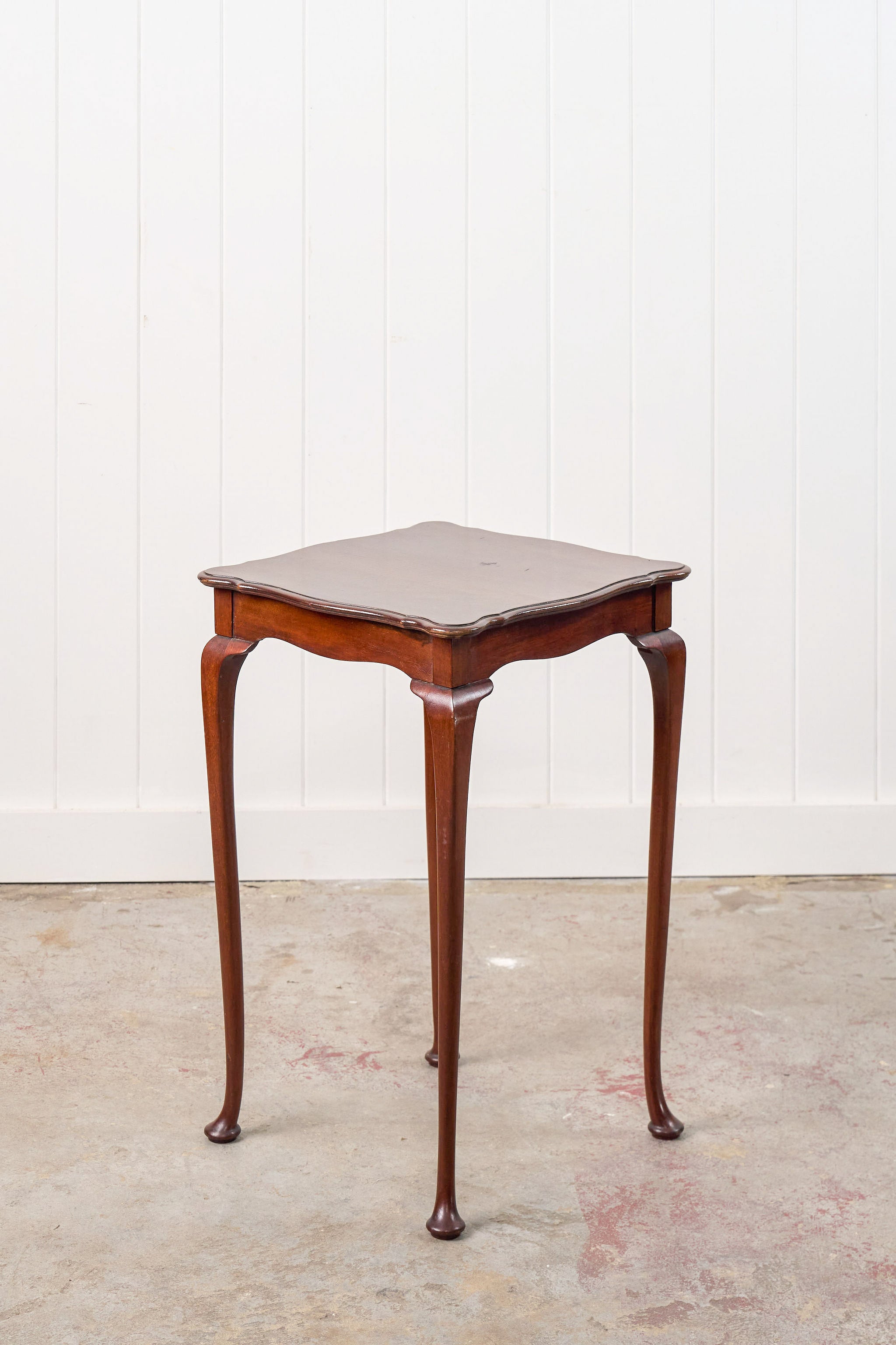 Square Mahogany Scallop Side Table with Padded Feet