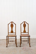 Load image into Gallery viewer, PAIR 19th Century Burl Walnut Hand Tied Cane Seat Chairs
