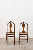 Load image into Gallery viewer, PAIR 19th Century Burl Walnut Hand Tied Cane Seat Chairs

