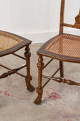 Load image into Gallery viewer, PAIR 19th Century Burl Walnut Hand Tied Cane Seat Chairs
