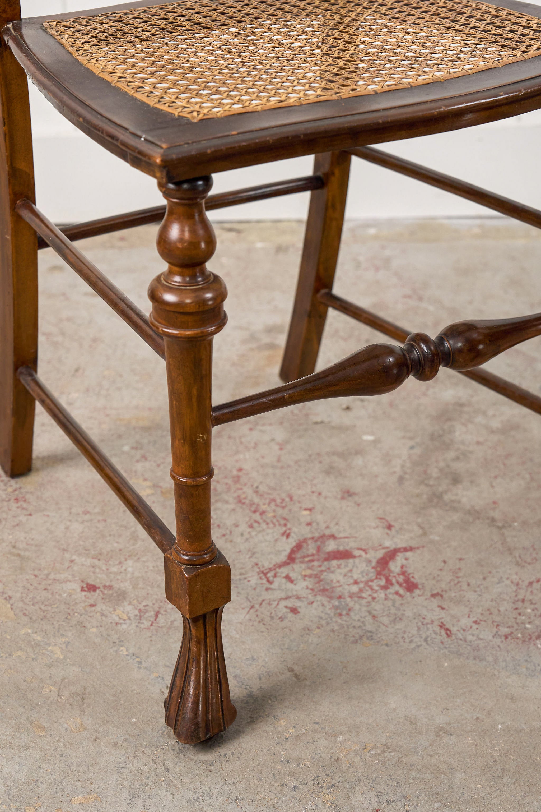 PAIR 19th Century Burl Walnut Hand Tied Cane Seat Chairs