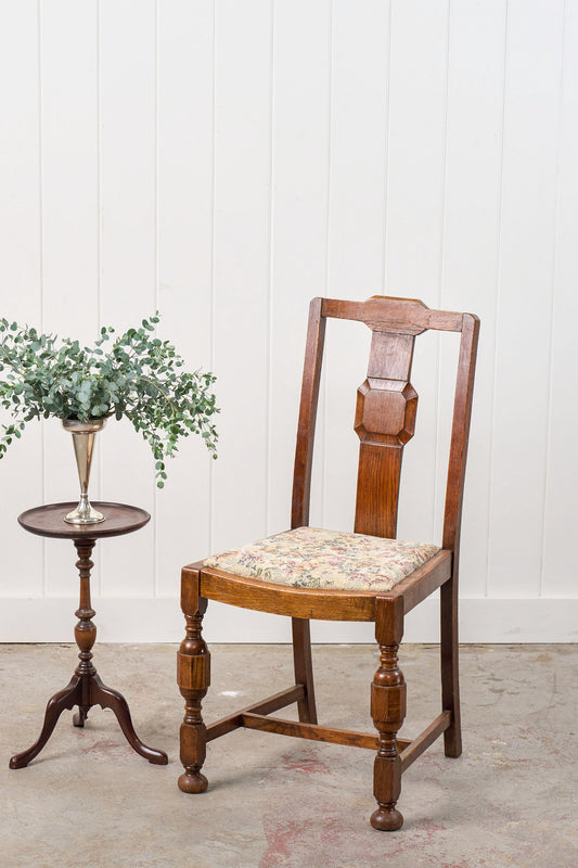 Antique English Oak Carved Back Chair