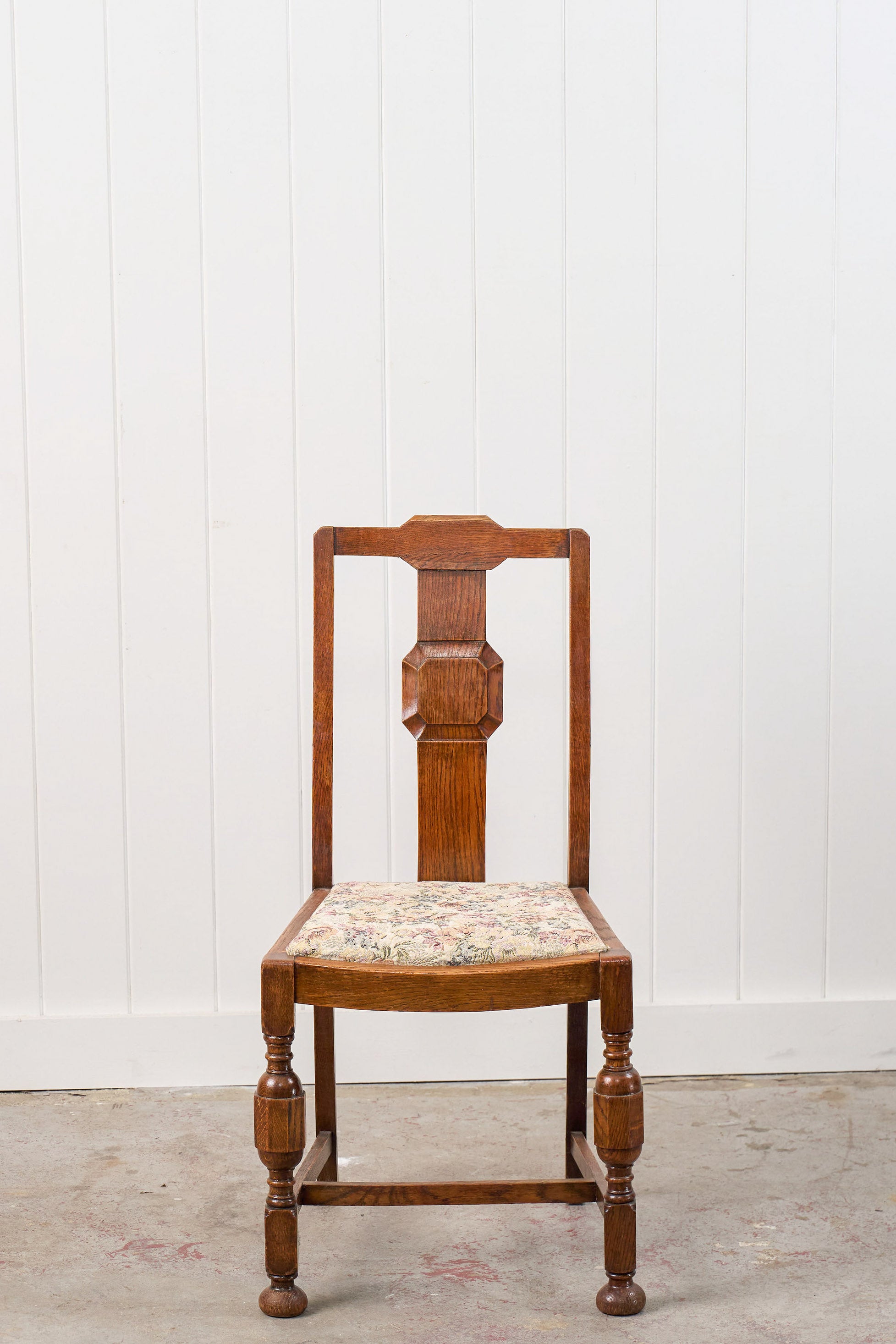 Antique English Oak Carved Back Chair