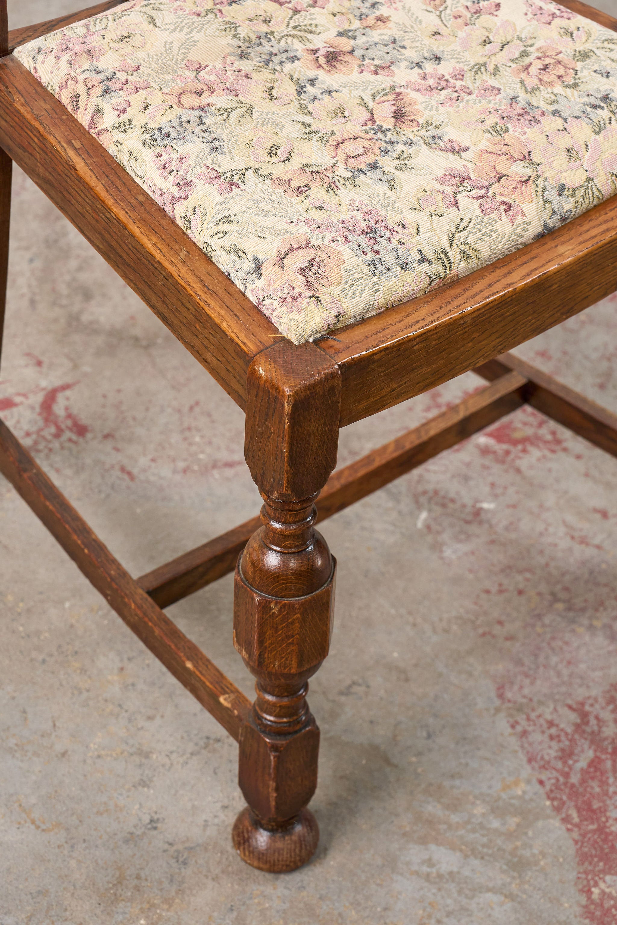 Antique English Oak Carved Back Chair