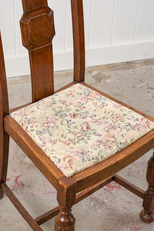 Antique English Oak Carved Back Chair