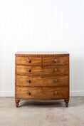 Load image into Gallery viewer, George III Period Mahogany Bowfront Chest with Brass Floral Knobs (c. 1820)
