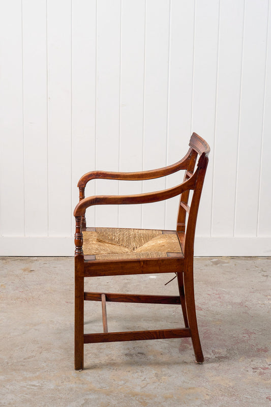 SINGLE 19th Century Ash and Elm Rush Armchair