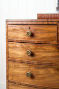 Load image into Gallery viewer, George III Period Mahogany Bowfront Chest with Brass Floral Knobs (c. 1820)
