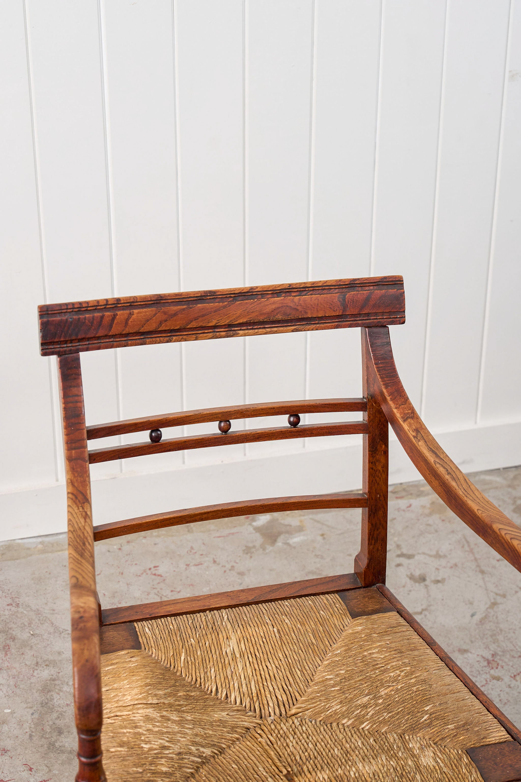 SINGLE 19th Century Ash and Elm Rush Armchair