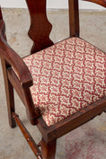 Load image into Gallery viewer, SET of 8 | Walnut Queen Anne Style Dining Chairs with Red/Pink Floral Upholstered Seats
