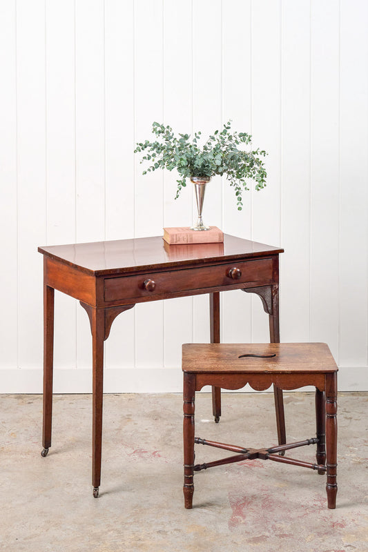 Victorian Single Drawer Side Table/Desk With Wooden Knobs