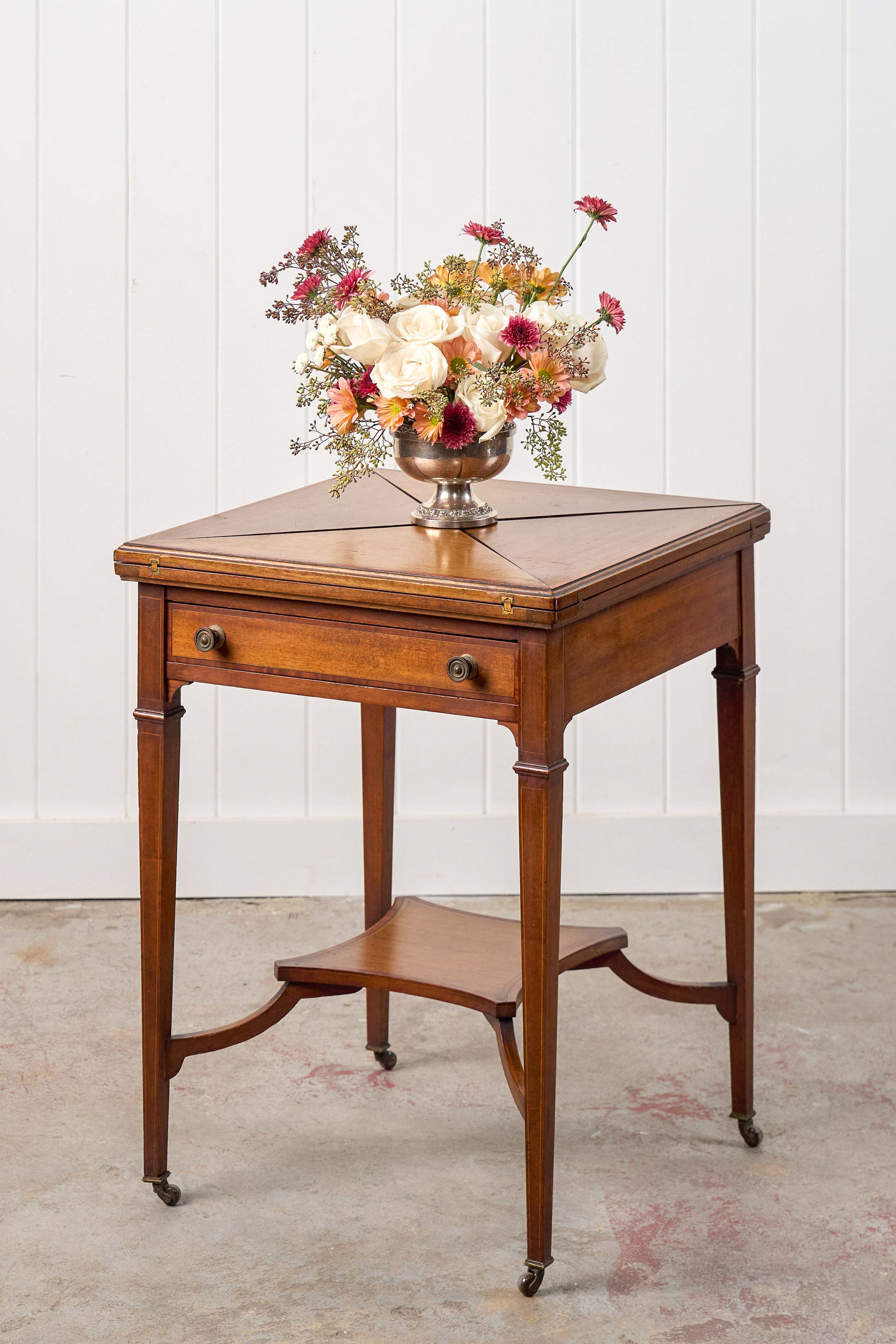 Edwardian Mahogany Envelope Card Table with Cross Banded Edge