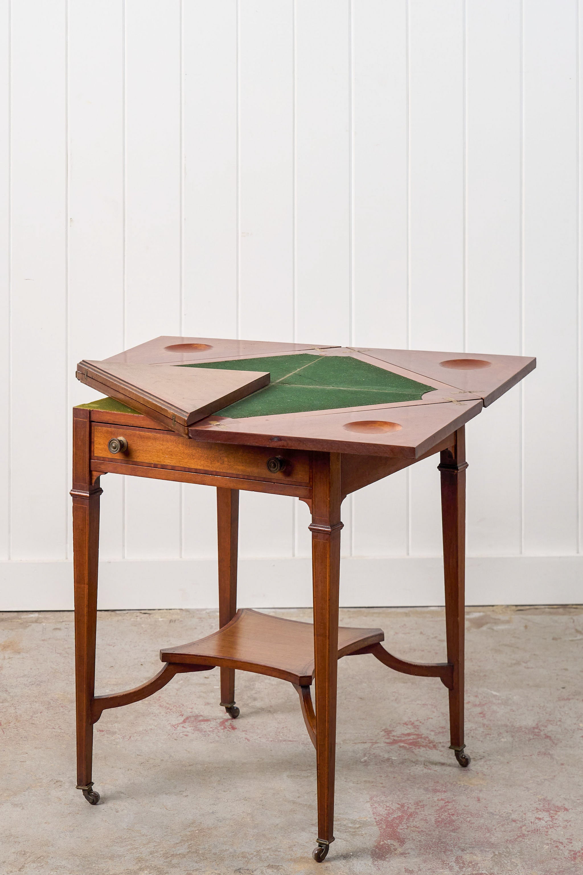 Edwardian Mahogany Envelope Card Table with Cross Banded Edge