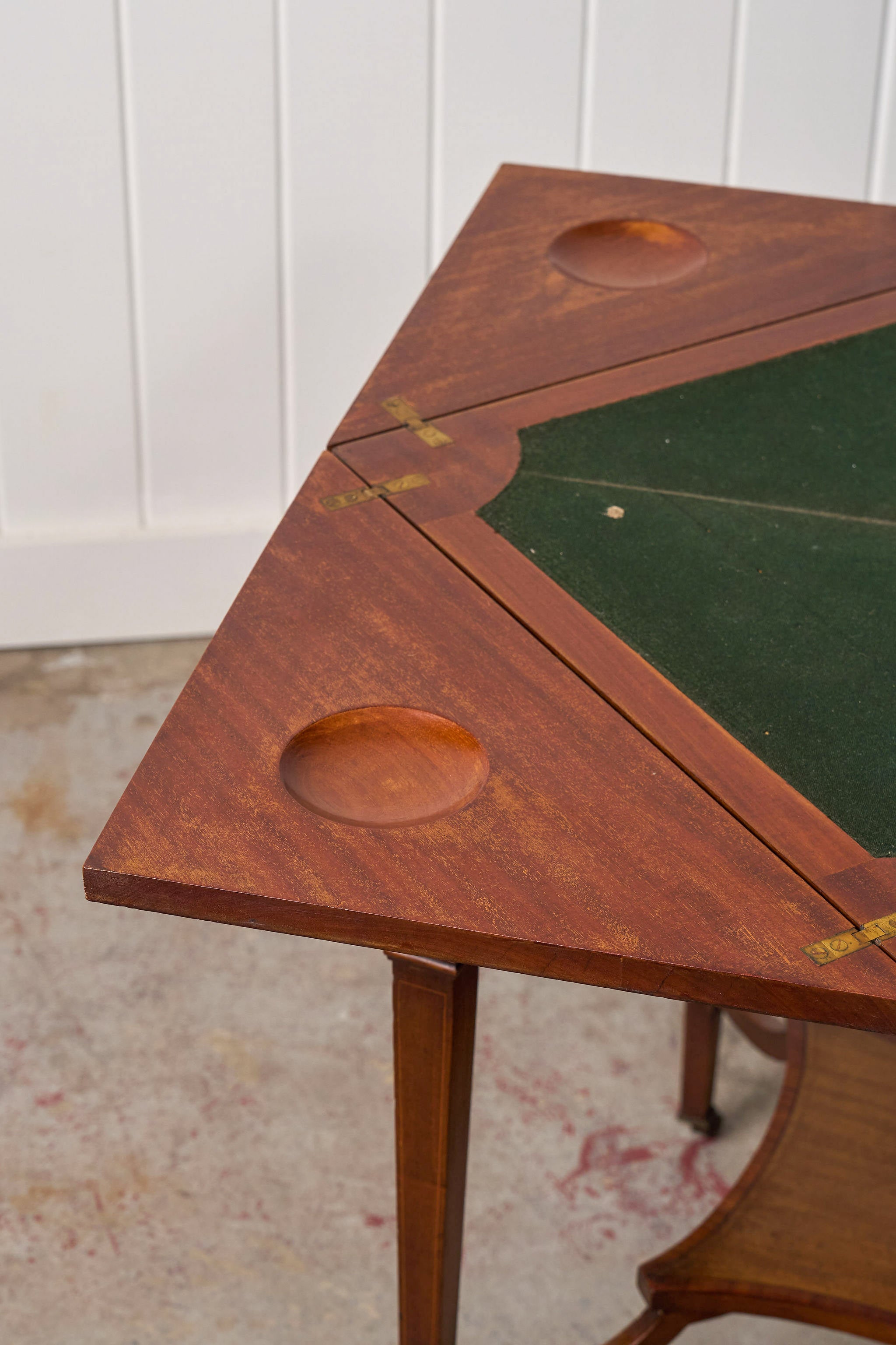 Edwardian Mahogany Envelope Card Table with Cross Banded Edge
