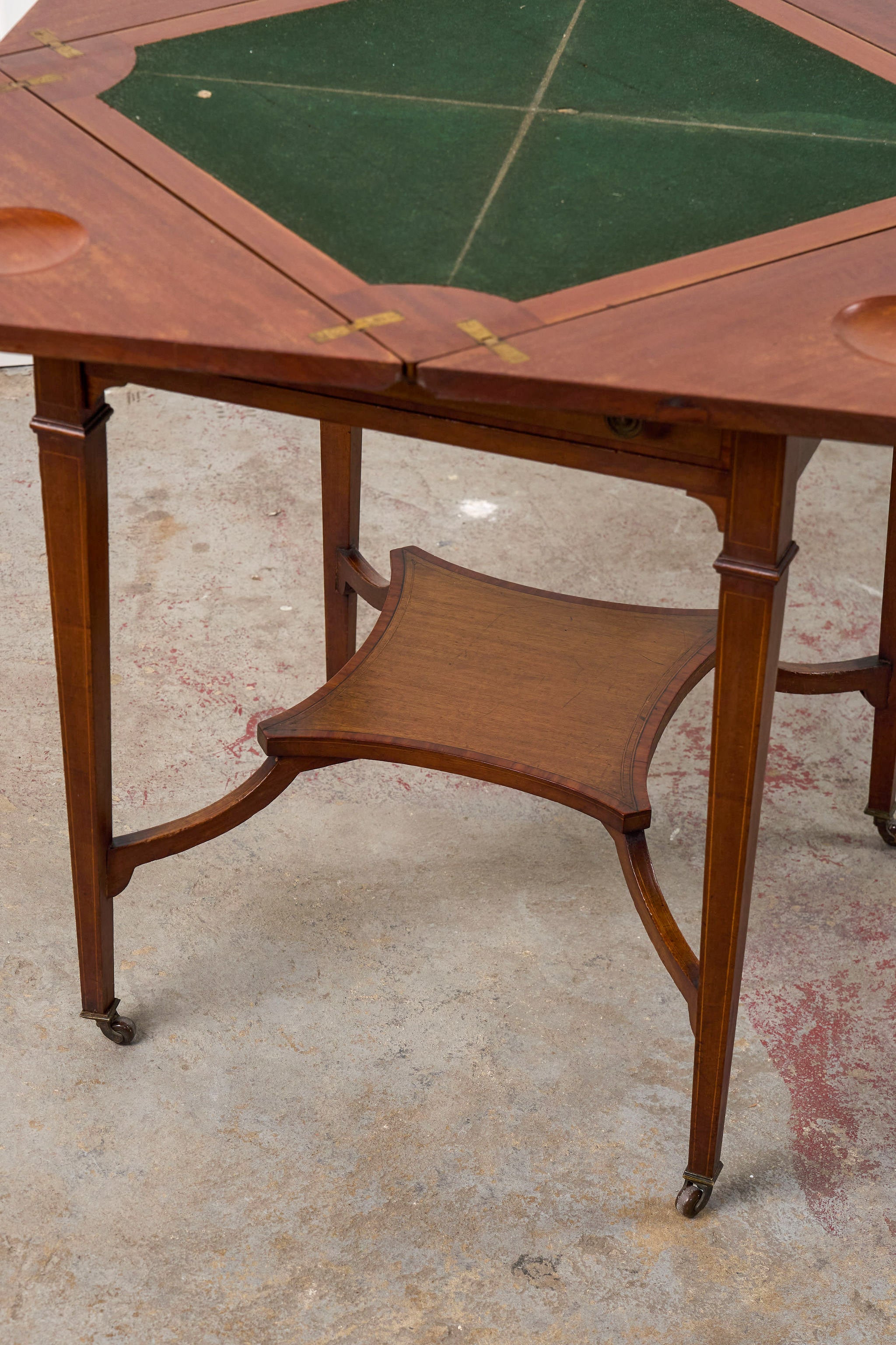 Edwardian Mahogany Envelope Card Table with Cross Banded Edge