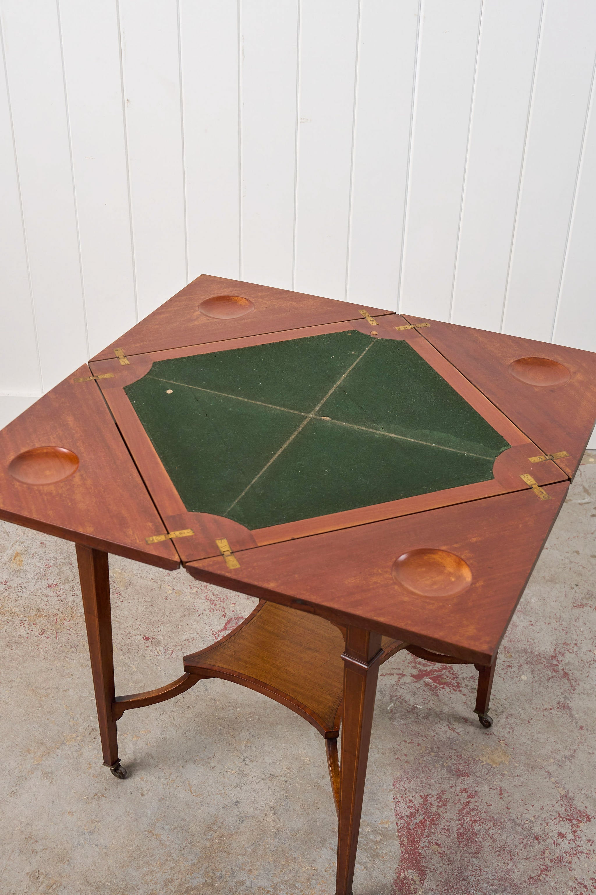 Edwardian Mahogany Envelope Card Table with Cross Banded Edge